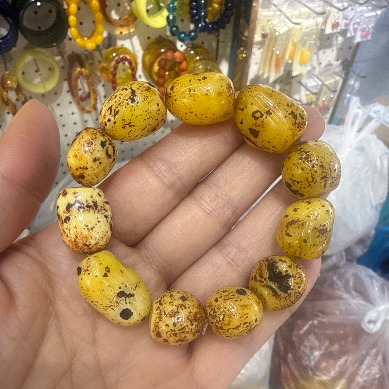 高仿蜜蜡手工原皮随行手串饰品饰品
