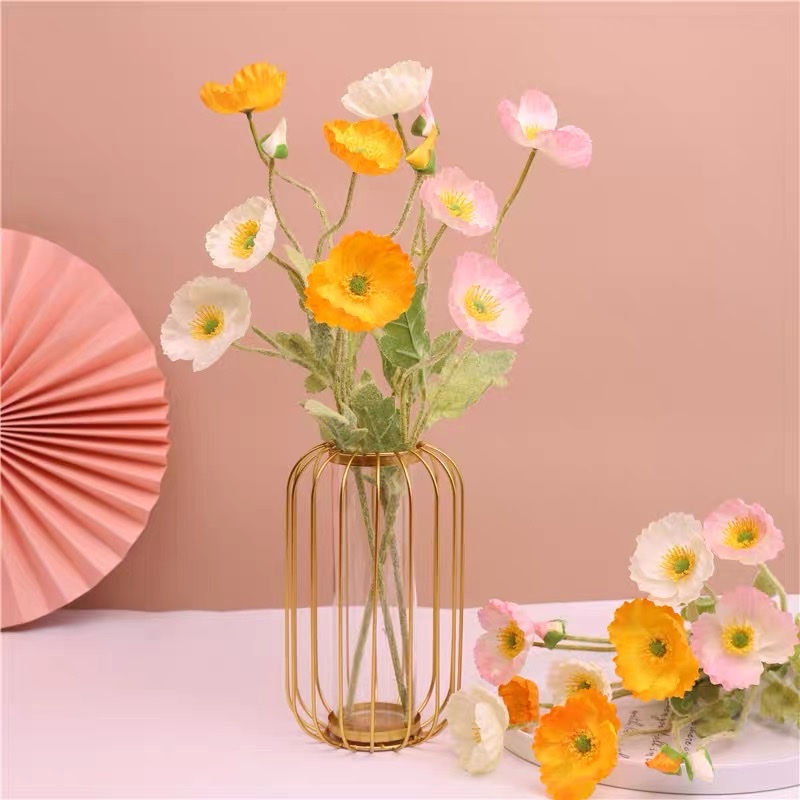 Poppy artificial flowers, dried artificial flowers, bouquets, home living room decoration, flower arrangement, photo props, floral art ornaments, artificial flowers Application Scenario