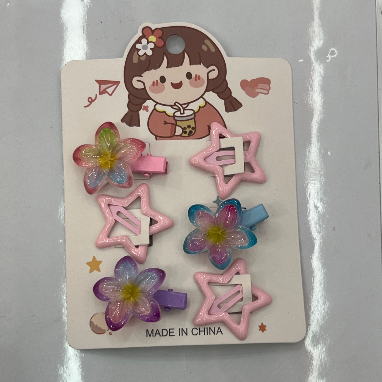 Resin children's hairpin grab set, cute-shaped anti-slip hairpins for girls' hair accessories