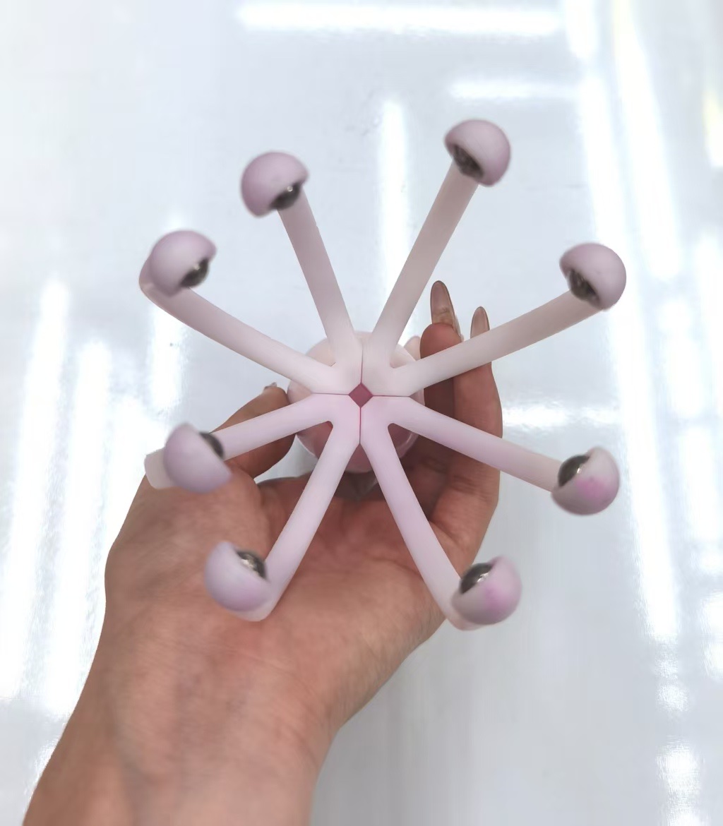 头部按摩器爪子八爪鱼五爪十二爪手动经络双重滚珠疏通挠头皮神器细节图