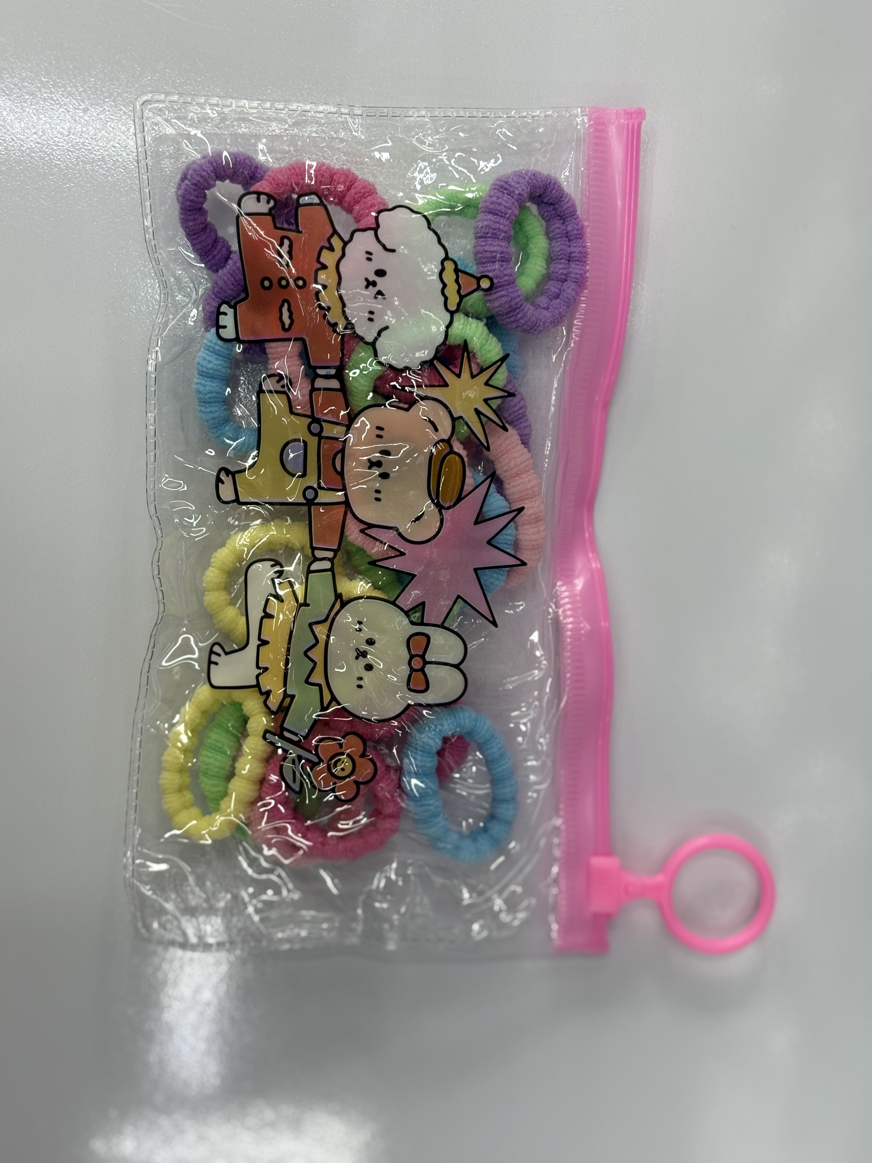 New cute zipper bag, children's high-elasticity towel band, hair tie, hair accessory, 25 pieces in a set, exclusively supplied by the source factory for export