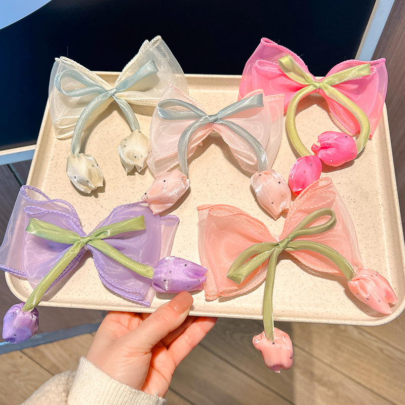 Tulip hair clips, hair nets, acrylic children's hair clips, disposable rubber bands, headwear, children's hair accessories details Picture