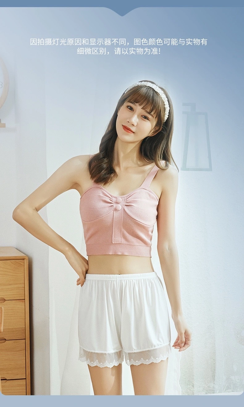 Lace-trimmed safety pants, women's leggings, thin three-inch shorts for outerwear, wholesale summer new style anti-glare ice silk detail image 11