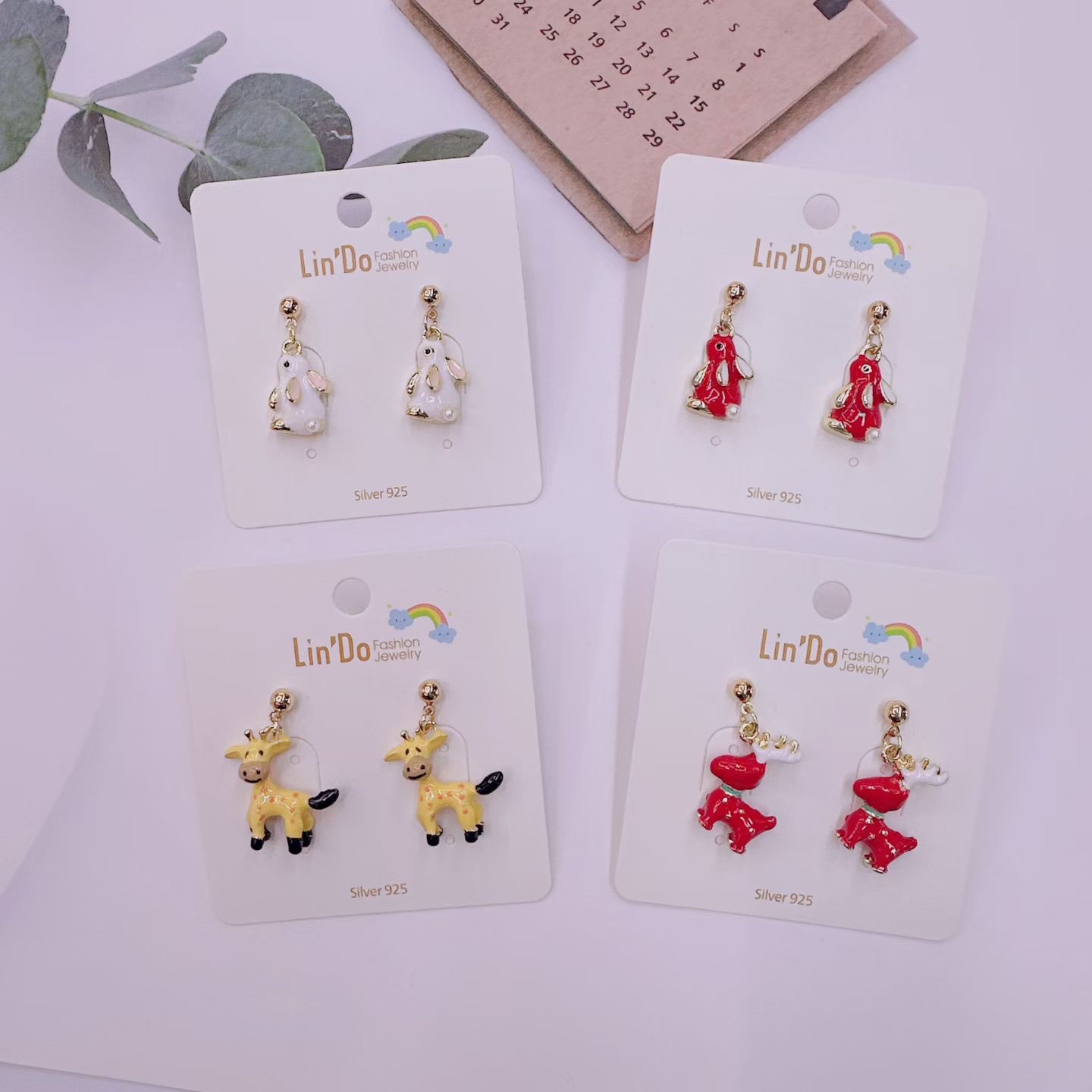 立体卡通可爱彩色水果动物耳环耳钉