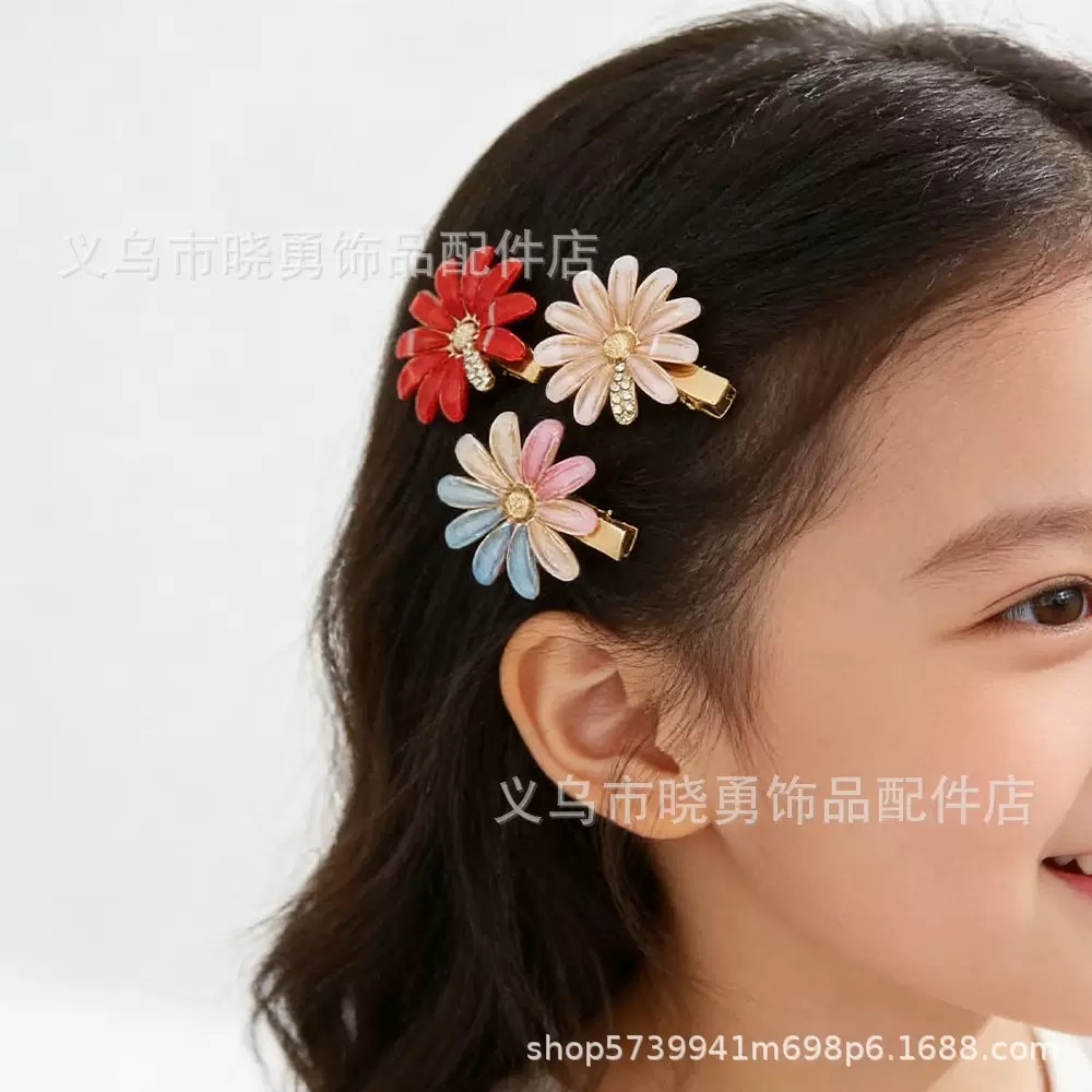 春新款树脂铁质手工花朵边夹女式甜美风时尚通勤头饰发夹女后脑勺 细节图