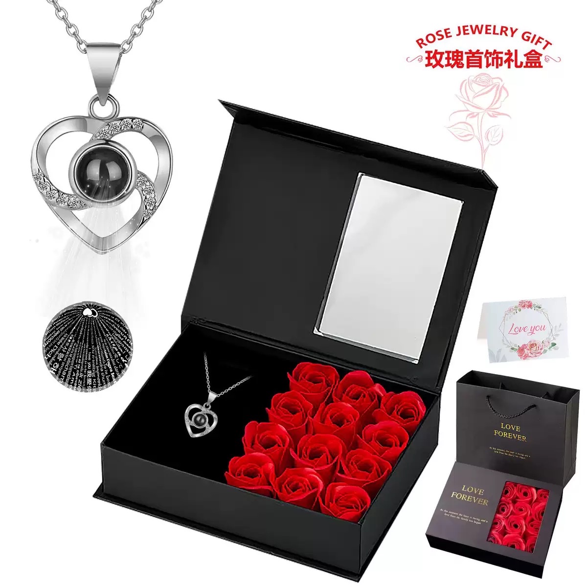 12 soap flower jewelry gift box, Valentine's Day and Mother's Day gift box detail image 4