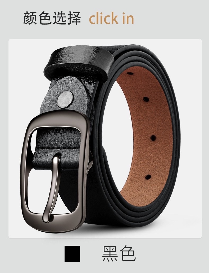 Cross-border bestsellers: Women's perforated pin buckle genuine leather simple and versatile retro denim belt, ins casual belt details Picture