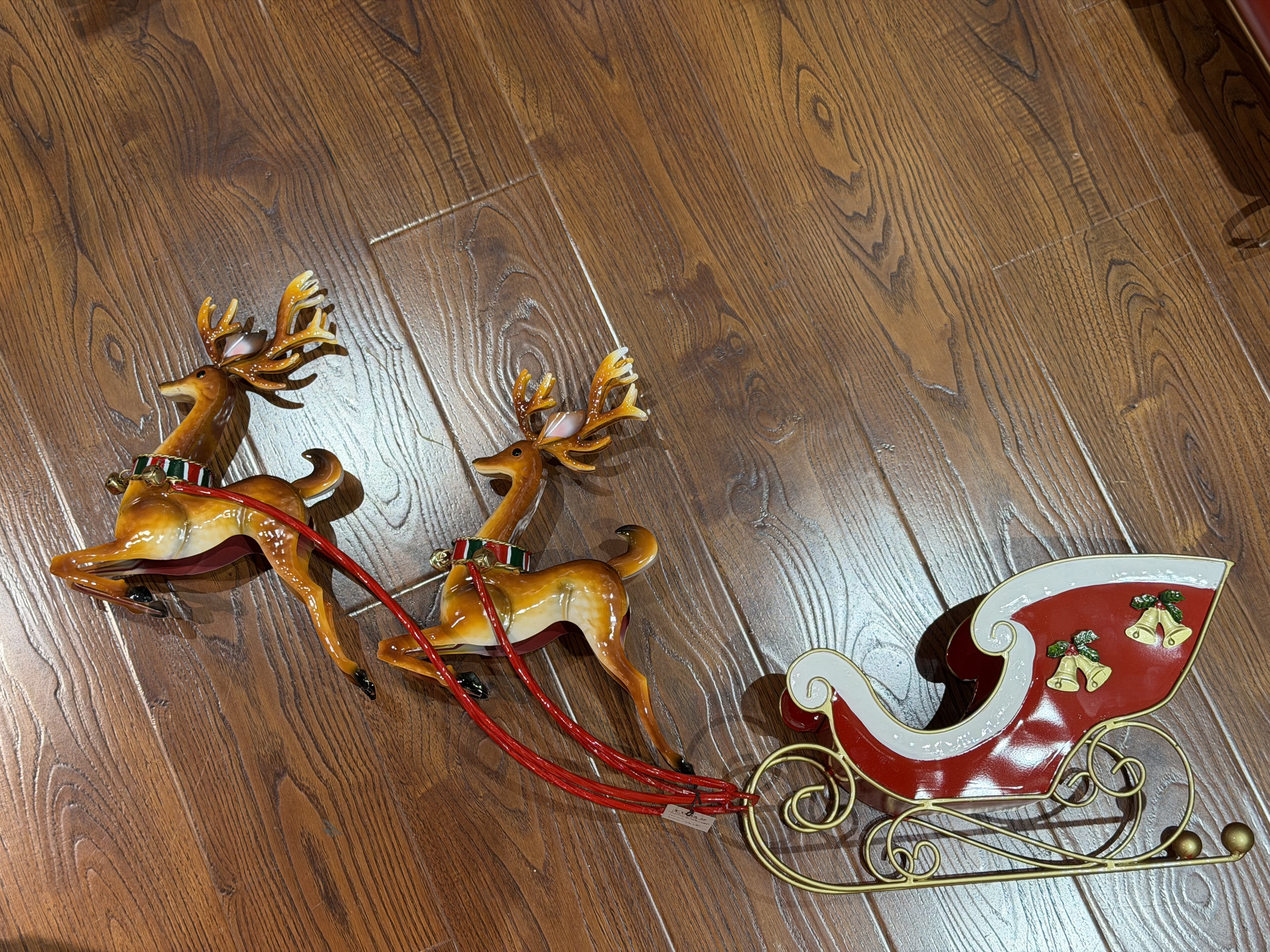 新款铁艺圣诞摆件装饰节日氛围感圣诞雪橇车装饰客厅庭院商场布景装饰