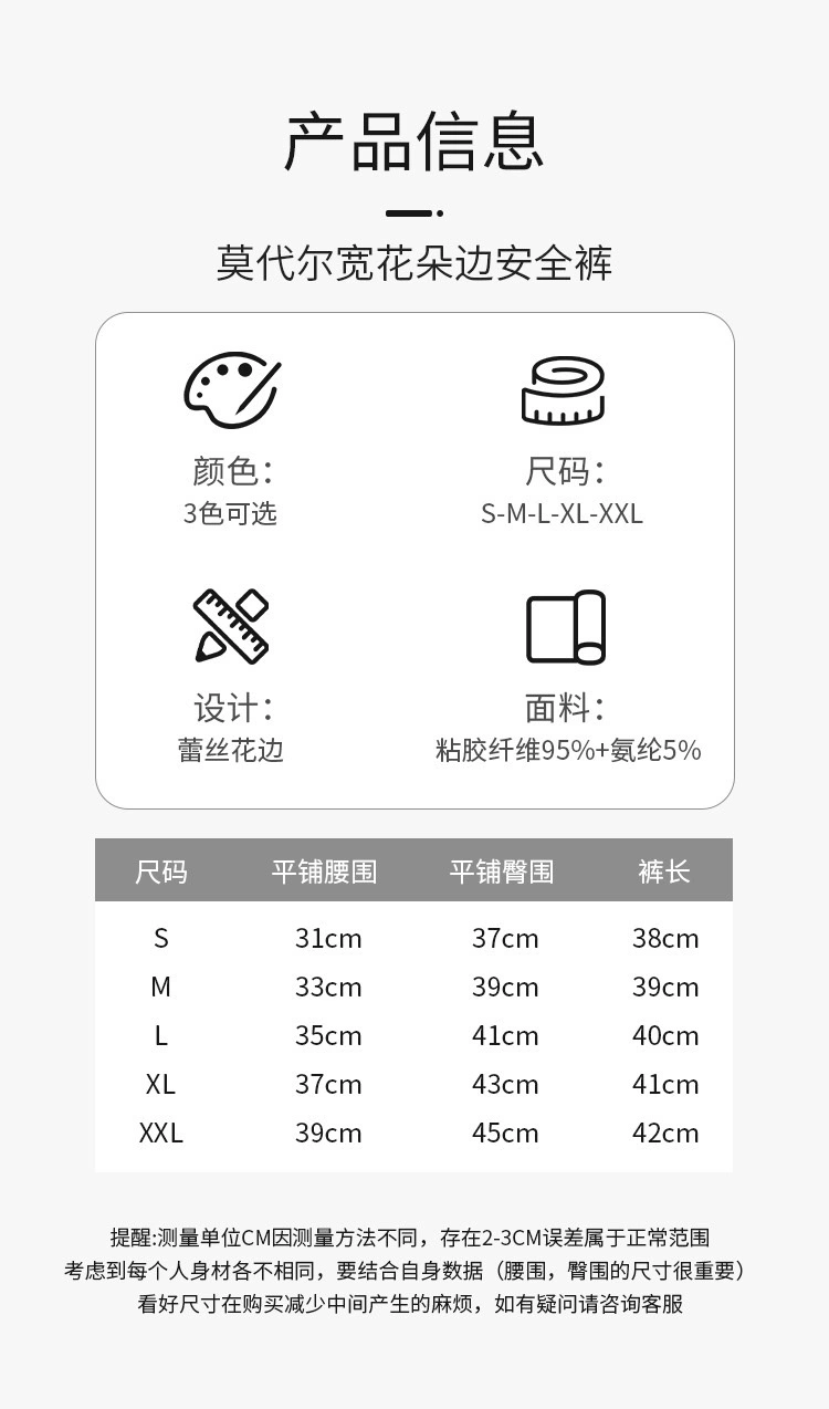 European and American cross-border exclusive large-sized lace-trimmed safety pants and oversized modal tight anti-glare shorts detail image 8