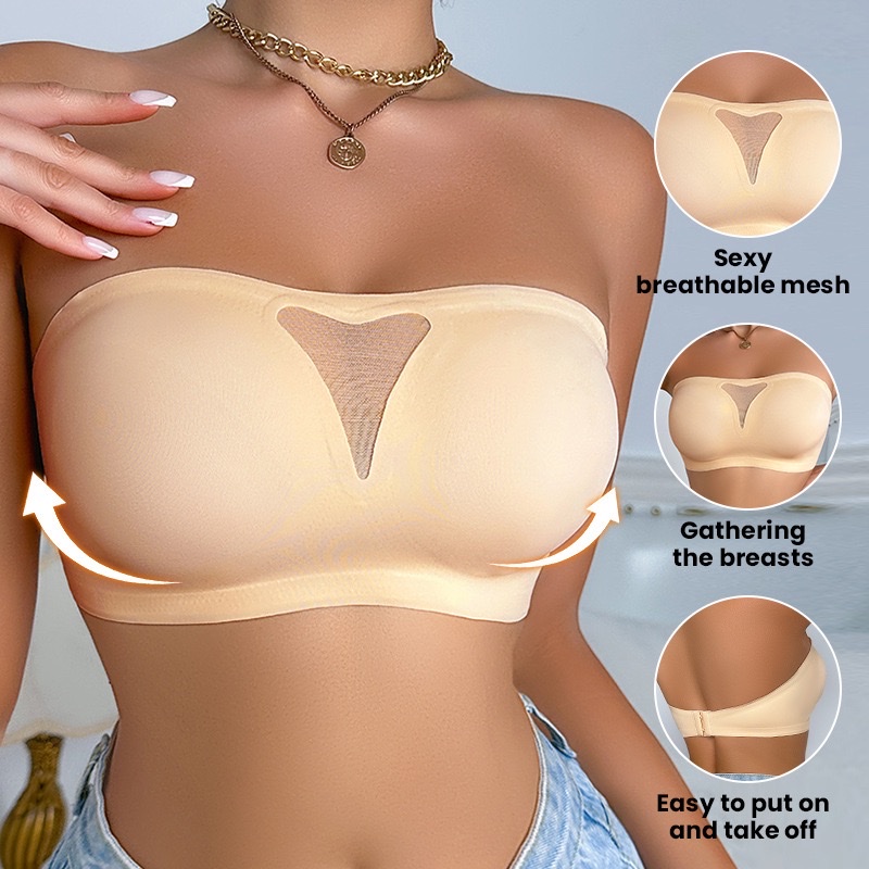 Cross-border export European and American large-sized strapless bras, anti-slip strapless bras, detachable transparent shoulder straps, large-bra bras, bras