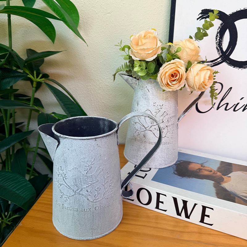 In stock, retro country-style ironwork water bottle ornaments, shooting props, office personalized and simple flower vases, flowerpots, succulents, artificial flowers, watering decorations