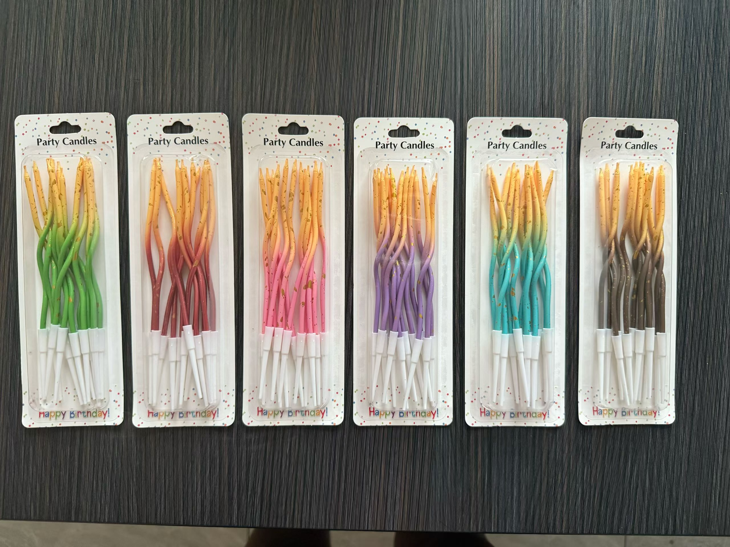 Twelve curved birthday candles in multiple colors Application Scenario