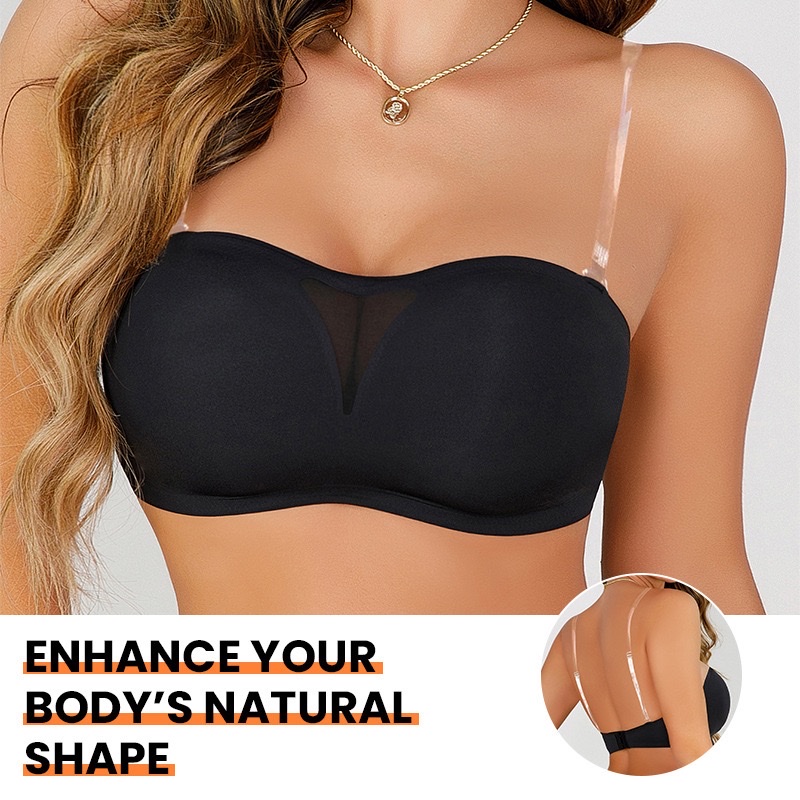 Cross-border export European and American large-sized strapless bras, anti-slip strapless bras, detachable transparent shoulder straps, large-bra bras, bras Specification image