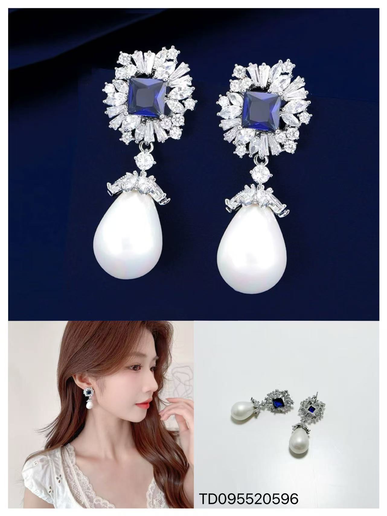 Zircon's 2026 new collection features trendy, fashionable, exquisite and elegant earrings and stud earrings. The blue pearl stud earrings, four-prong stud accessories, ccb pierced stud earrings, stud accessories, stud accessories, stud accessories, stud accessories, are fashionable and elegant detail image 3