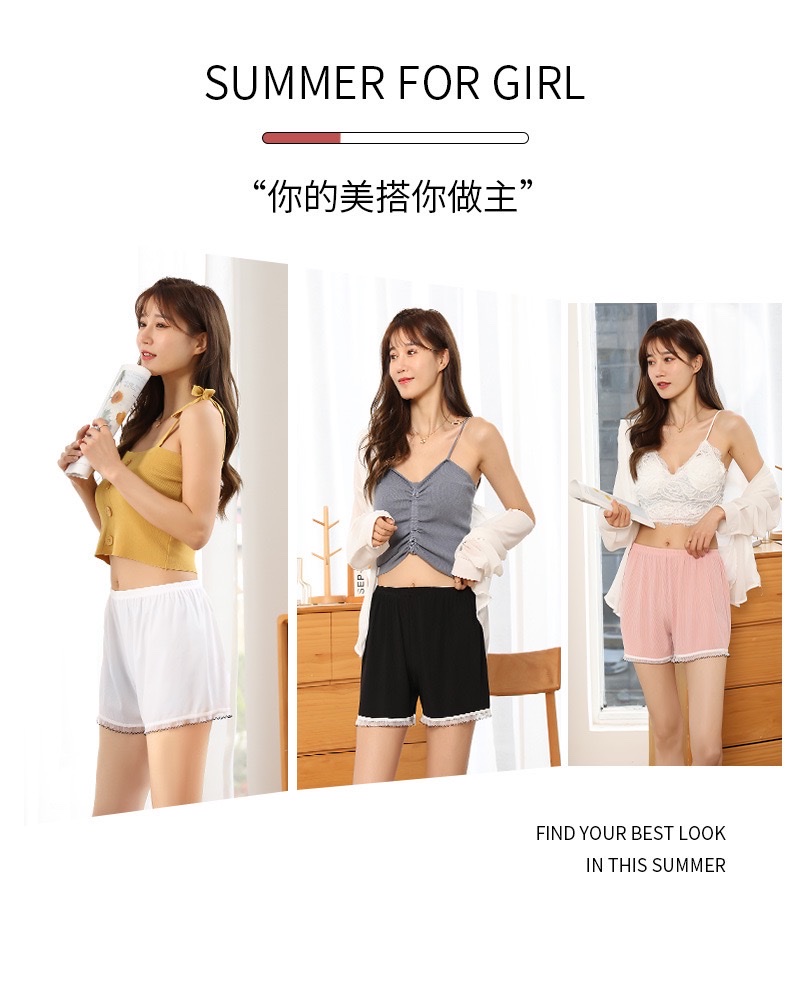 Summer's new women's safety pants: black edge contrasting color leggings, shorts, loose and can be worn as outerwear, safety pants, and capillaries detail image 3