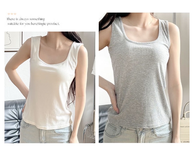 The new spring and summer threaded women's vest is a versatile top that can be worn as an inner or outer layer for women detail image 9