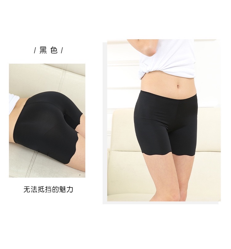 Ice silk traceless safety pants for women to prevent exposure, paired with skirts, summer thin mid-waist non-curled bottom safety shorts detail image 16