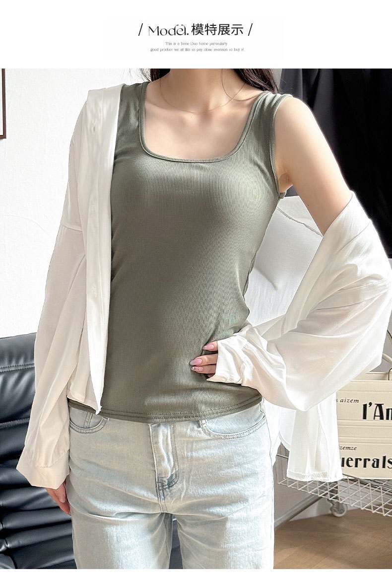 The new spring and summer threaded women's vest is a versatile top that can be worn as an inner or outer layer for women detail image 14