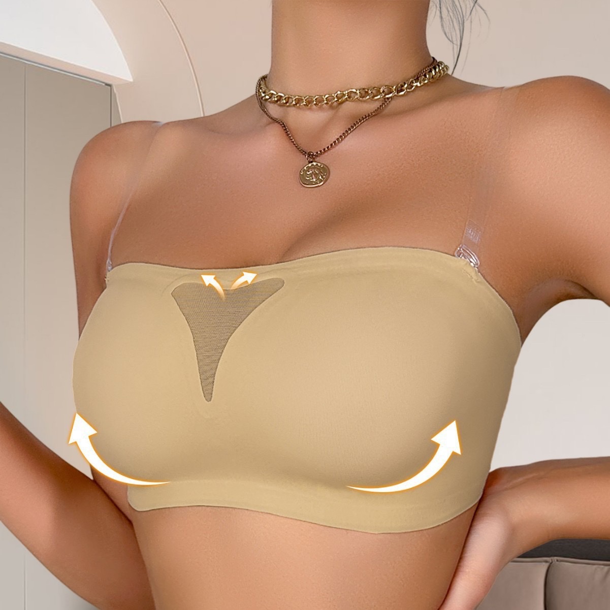 Cross-border export European and American large-sized strapless bras, anti-slip strapless bras, detachable transparent shoulder straps, large-bra bras, bras Application Scenario