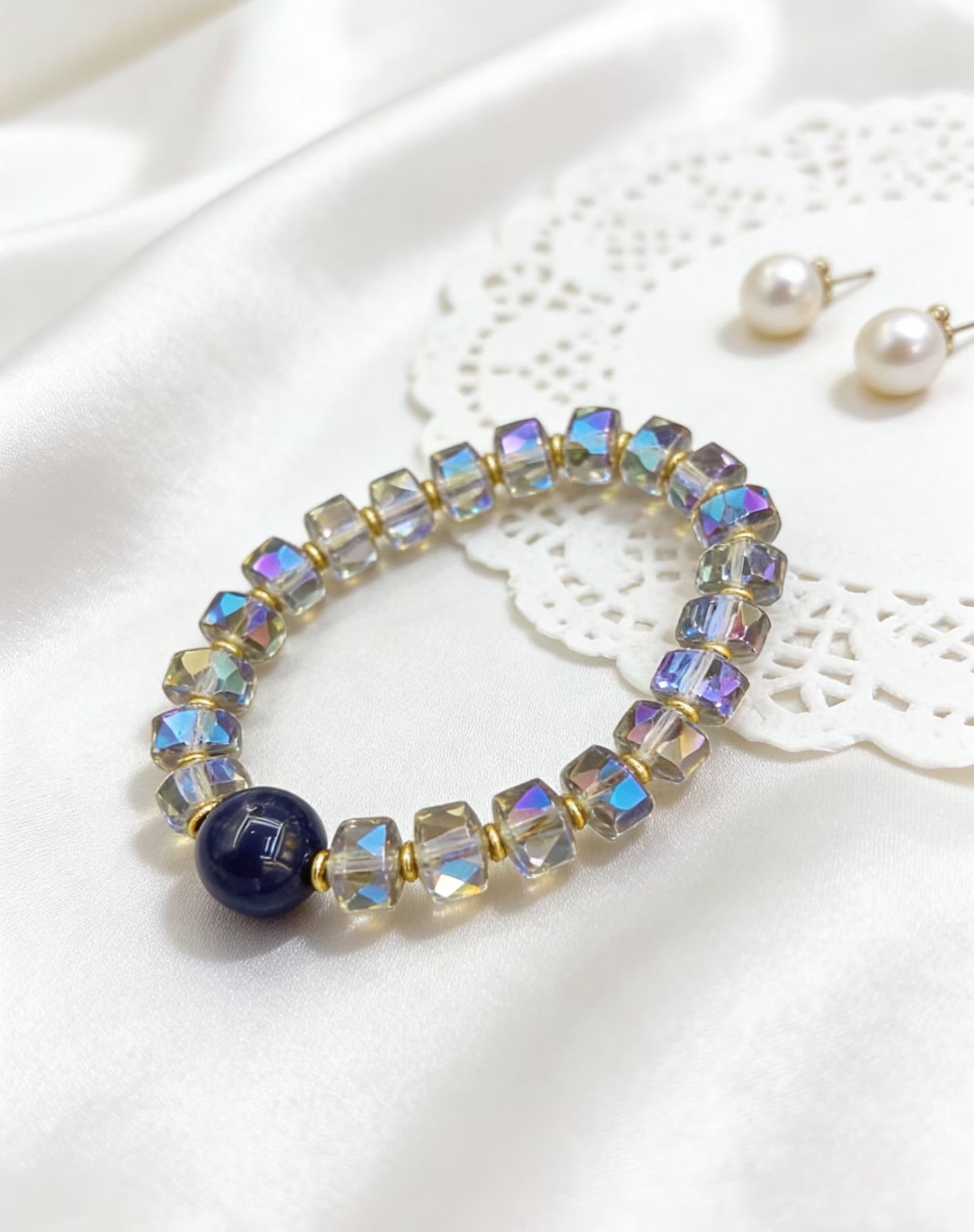 天然紫水晶水晶手链 水晶手串文玩手串 天然紫水晶 搭配人造水晶切面巨闪手串