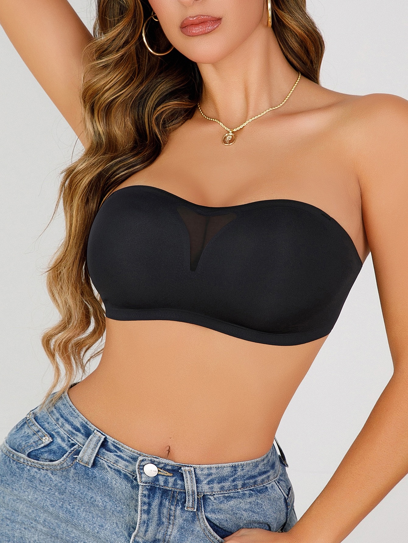 Cross-border export European and American large-sized strapless bras, anti-slip strapless bras, detachable transparent shoulder straps, large-bra bras, bras pic 13