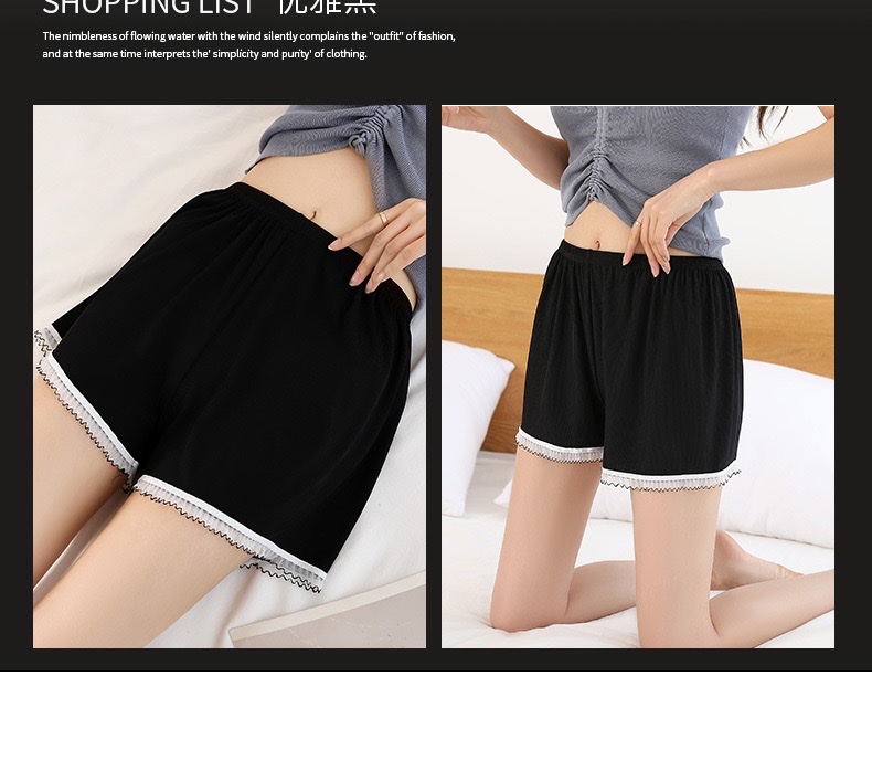 Summer's new women's safety pants: black edge contrasting color leggings, shorts, loose and can be worn as outerwear, safety pants, and capillaries detail image 9