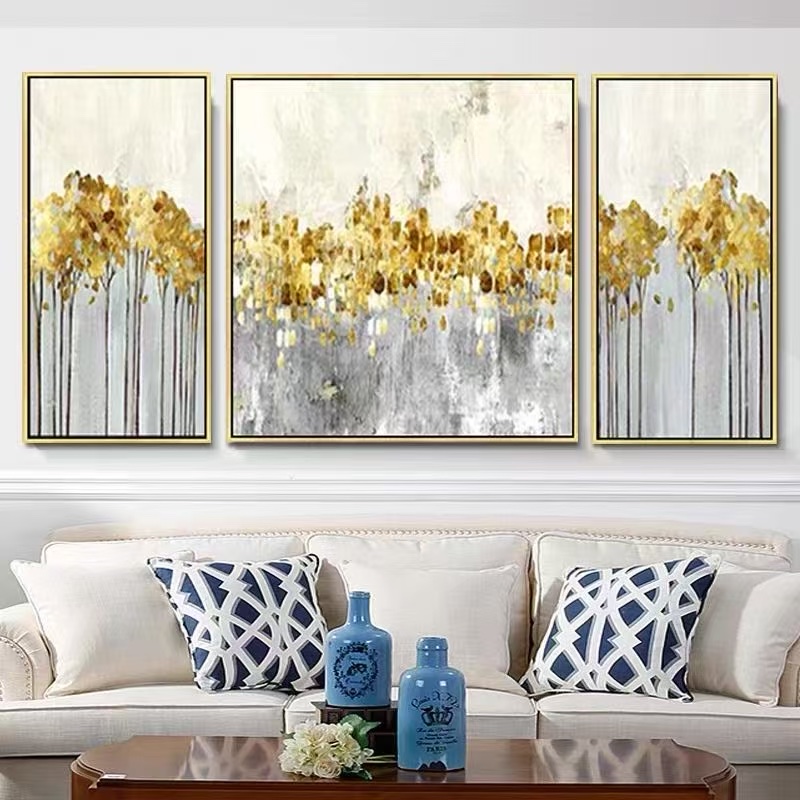 农村客厅装饰画油画画布画房间画简约客厅挂画，全手绘油画