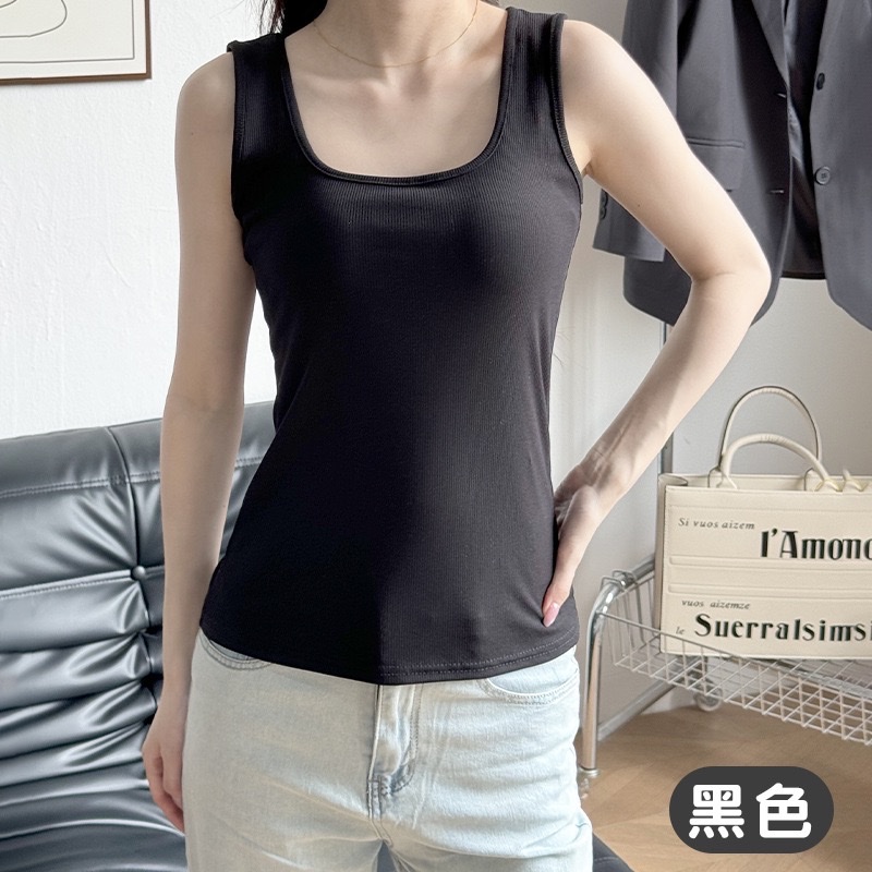 The new spring and summer threaded women's vest is a versatile top that can be worn as an inner or outer layer for women Item Picture