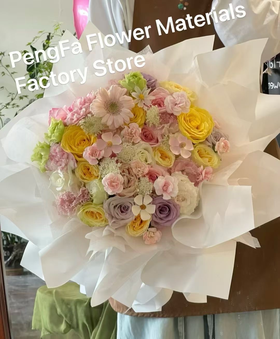 Pengfa Packaging Factory Store Small milk cotton flower lining Paper, pull-out milk cotton paper, waterproof base paper, pleated flower bouquet wrapping paper, DIY flower packaging, flower packaging, flower packaging, pleated paper detail image 2