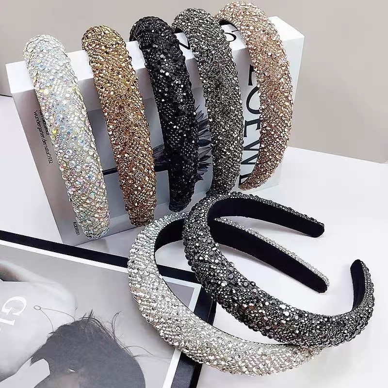 Korean high-end and high-quality full-diamond hair bands, beautiful and high-end sponge hair bands, hair clips, women's light luxury style hair accessories Item Picture