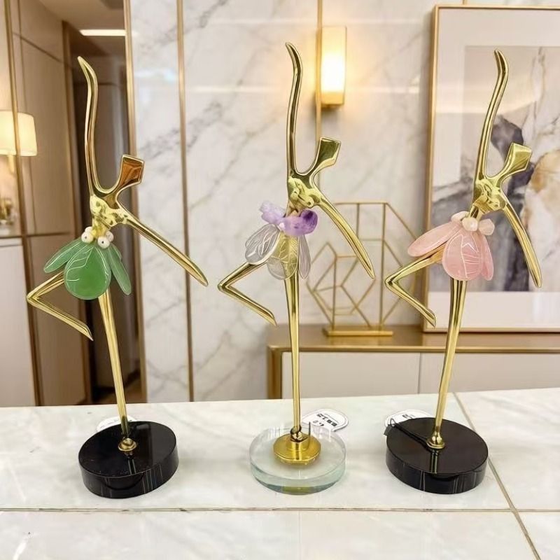 Modern light luxury ballet dance girl high-end copper ornaments, living room wine cabinet, entrance hall TV cabinet, dance decoration details Picture