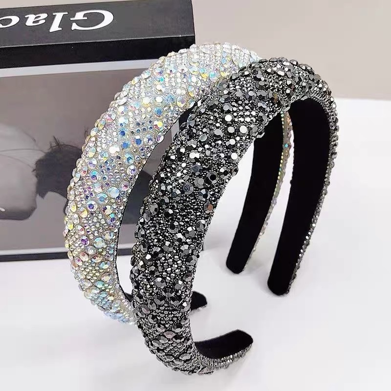 Korean high-end and high-quality full-diamond hair bands, beautiful and high-end sponge hair bands, hair clips, women's light luxury style hair accessories