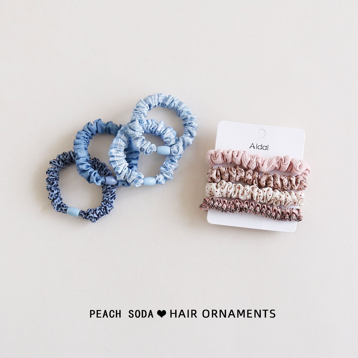 Four pieces in a pack! Simple checkered fabric hair bands, small intestine bands, high-elasticity leather band hair ties, daily sweet hair ties Application Scenario