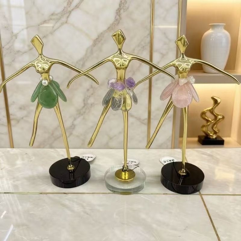 Modern light luxury ballet dance girl high-end copper ornaments, living room wine cabinet, entrance hall TV cabinet, dance decoration Specification image