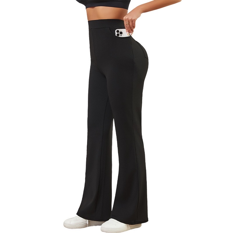 Cross-border exclusive high-waisted pants, fitness pants, high-elasticity European and American sports new style tight yoga pants, flared pants, casual pants Item Picture