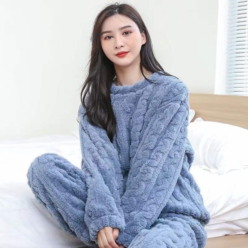 舒适棉质睡衣 家居保暖家居服秋冬加厚慵懒风居家穿睡衣