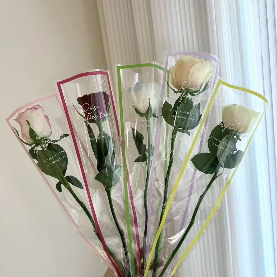 Pengfa Packaging Factory Store Valentine's Day Dopamine Colorful Single Bag Rose Bouquet Wrapping Paper DIY Single Small Flower Bouquet Bag Single Bag detail image 8