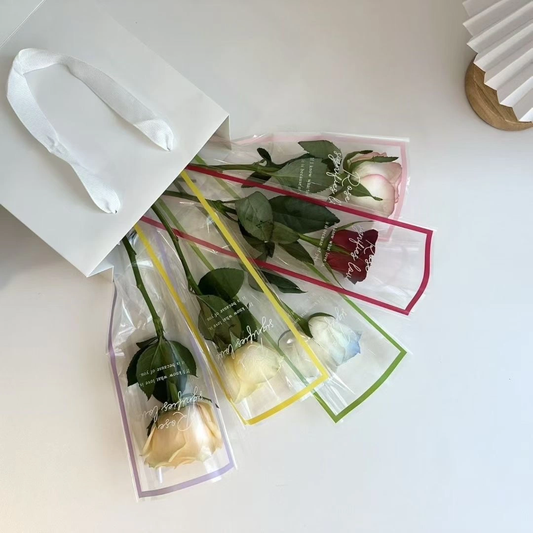 Pengfa Packaging Factory Store Valentine's Day Dopamine Colorful Single Bag Rose Bouquet Wrapping Paper DIY Single Small Flower Bouquet Bag Single Bag detail image 5