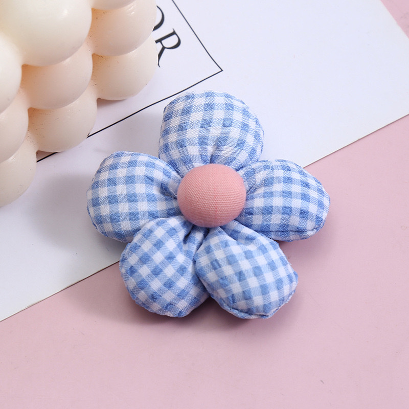 Wholesale of Korean-style fine checkered cotton-filled five-petal flower scarves, clothing brooches, accessories, hair bands and other accessories detail image 4