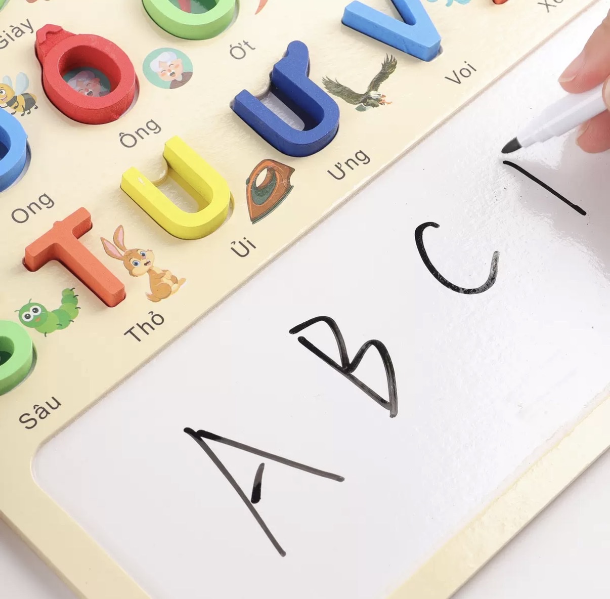 木制字母画板数字形状英文俄罗斯柬埔寨阿拉伯西班牙文早教玩具细节图