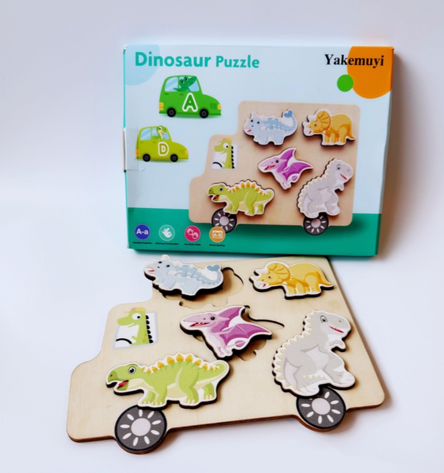 儿童益智多功能早教动手动脑认知配对英文学习教具拼板恐龙拼图板