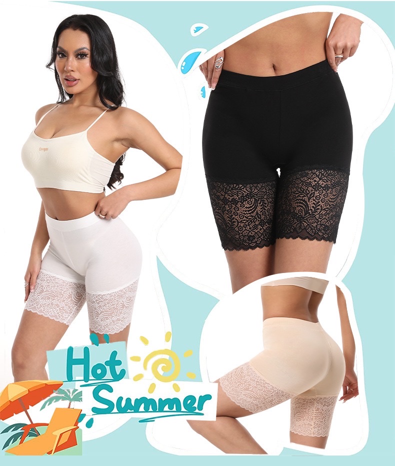 Cross-border European and American large-sized lace-trimmed shorts and safety pants for women, modal, overweight and thickened base layer to prevent exposure detail image 4
