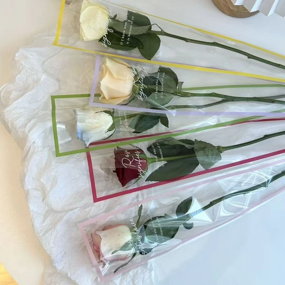 Pengfa Packaging Factory Store Valentine's Day Dopamine Colorful Single Bag Rose Bouquet Wrapping Paper DIY Single Small Flower Bouquet Bag Single Bag detail image 4