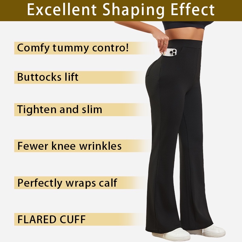 Cross-border exclusive high-waisted pants, fitness pants, high-elasticity European and American sports new style tight yoga pants, flared pants, casual pants Specification image