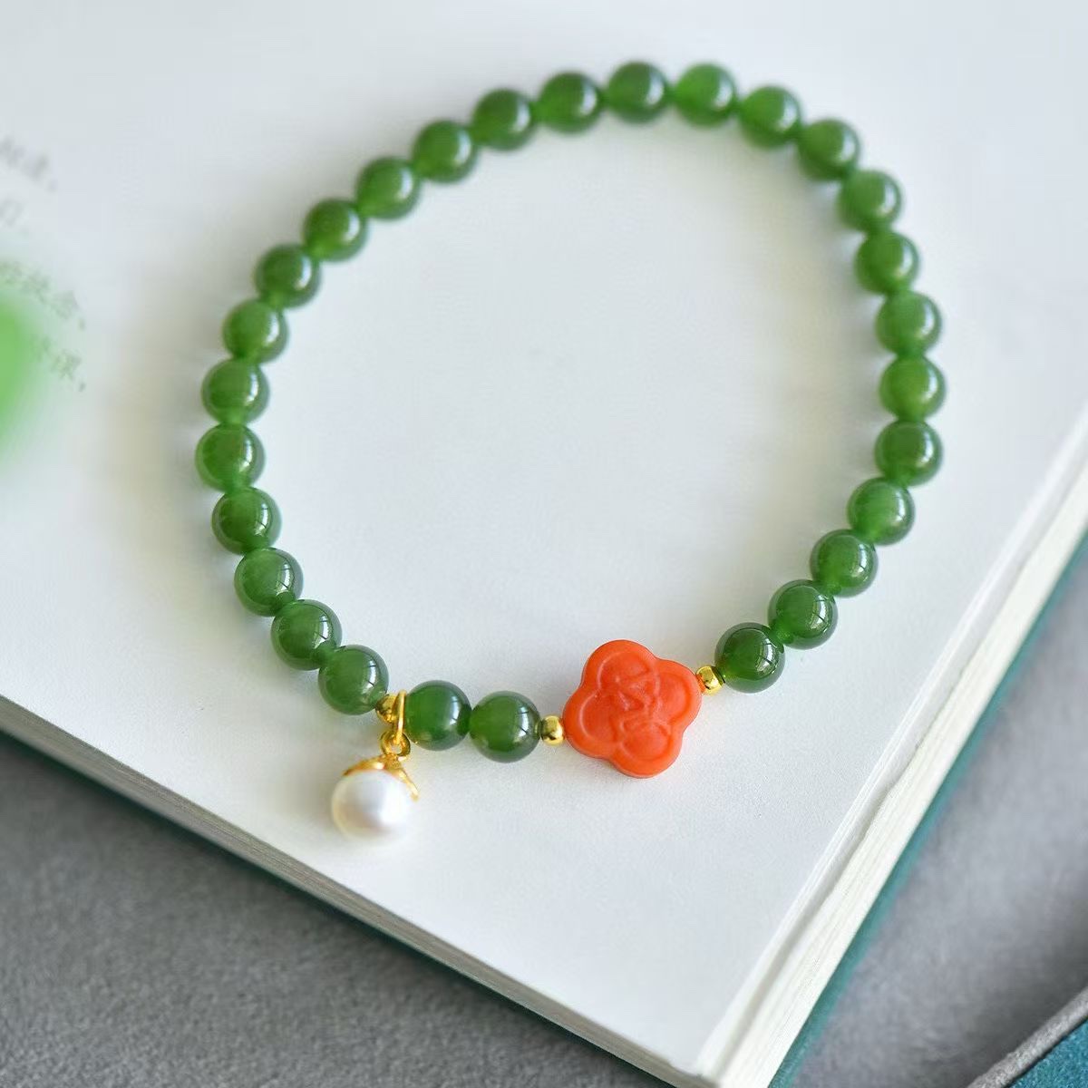 Original design natural Hetian jade single-loop bracelet for women, paired with Baoshan Nan Hong CAI Fu Bracelet s925 silver jewelry bracelet