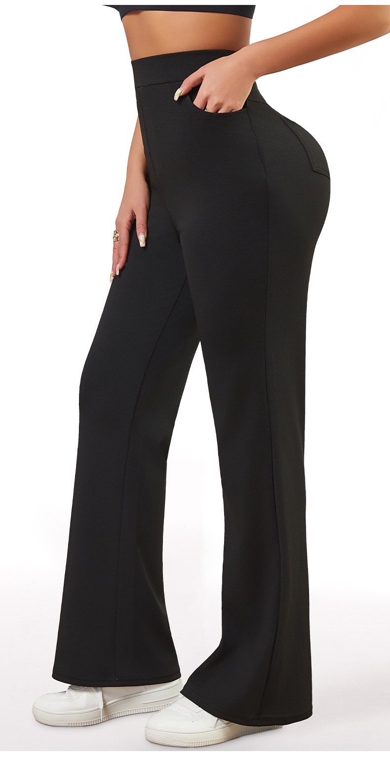 Cross-border exclusive high-waisted pants, fitness pants, high-elasticity European and American sports new style tight yoga pants, flared pants, casual pants detail image 10