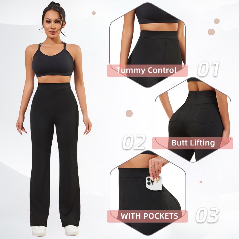 Cross-border exclusive high-waisted pants, fitness pants, high-elasticity European and American sports new style tight yoga pants, flared pants, casual pants Application Scenario