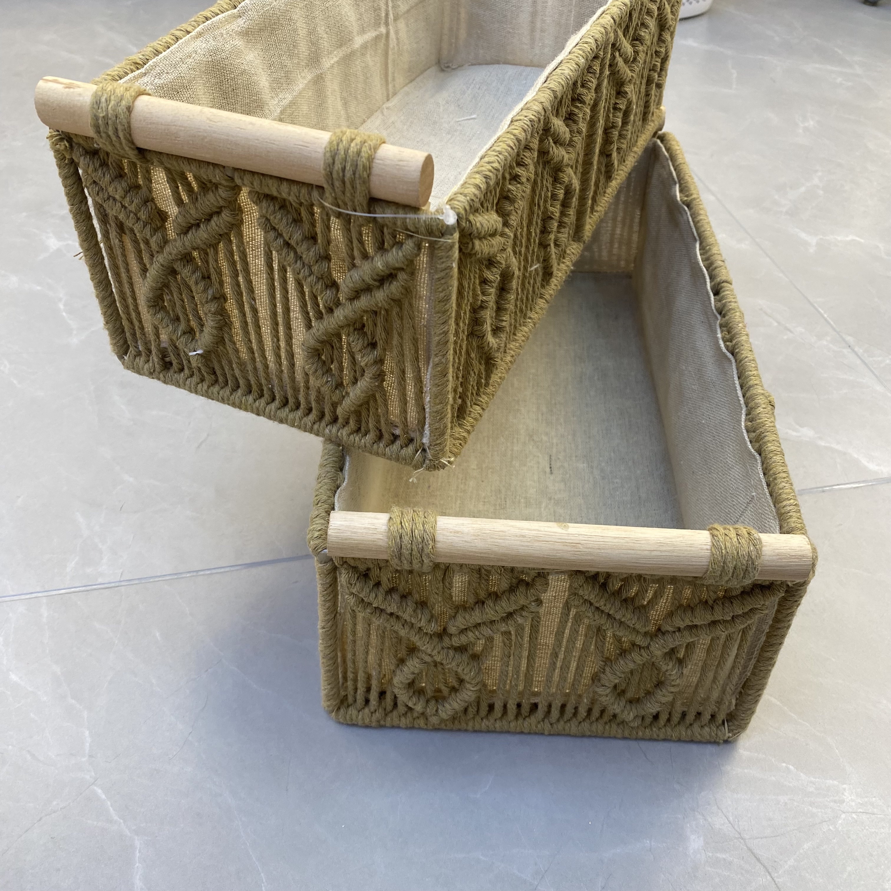 手工编织天然材质棉绳收纳框郁金香扭扭棒竹编花篮生态瓶苔藓罐头植物竹编工艺品细节图