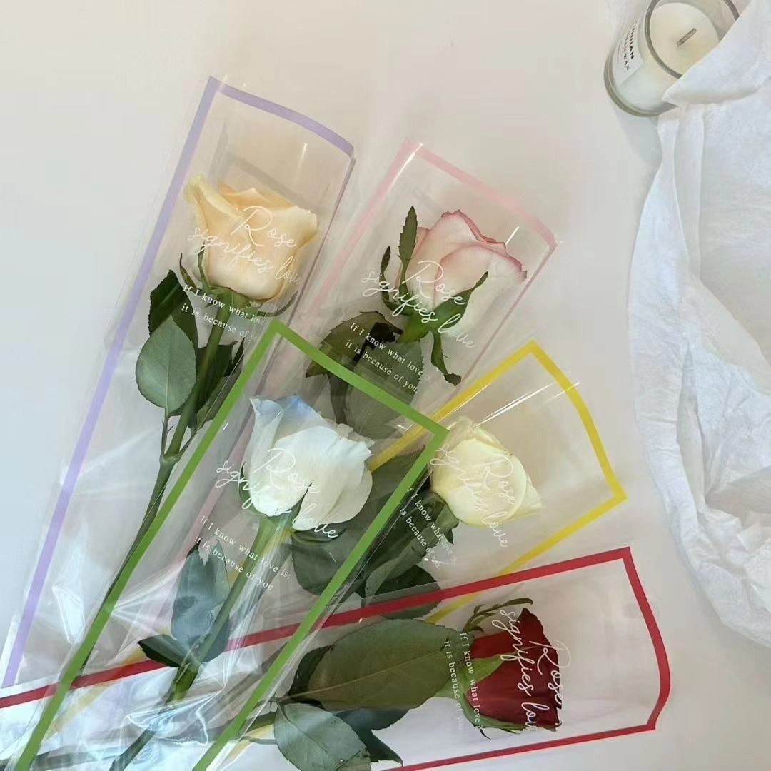 Pengfa Packaging Factory Store Valentine's Day Dopamine Colorful Single Bag Rose Bouquet Wrapping Paper DIY Single Small Flower Bouquet Bag Single Bag detail image 6