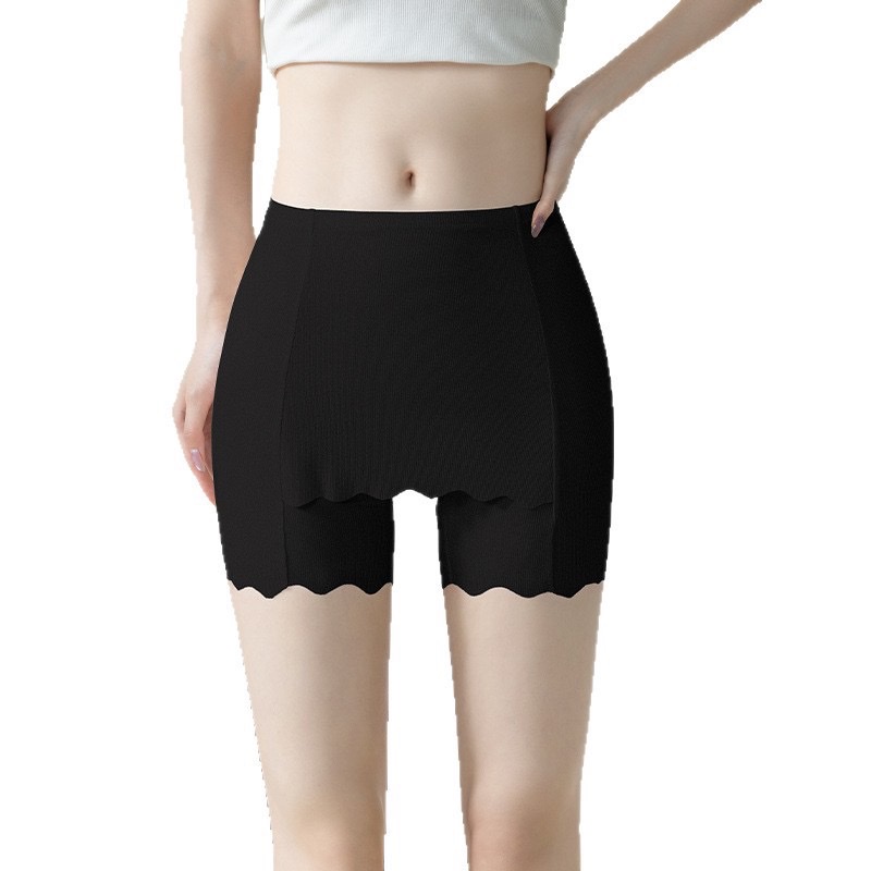 Ice silk double-layer safety pants for women to prevent exposure, thin, seamless, non-curled leggings, crop-covering safety shorts for summer Item Picture